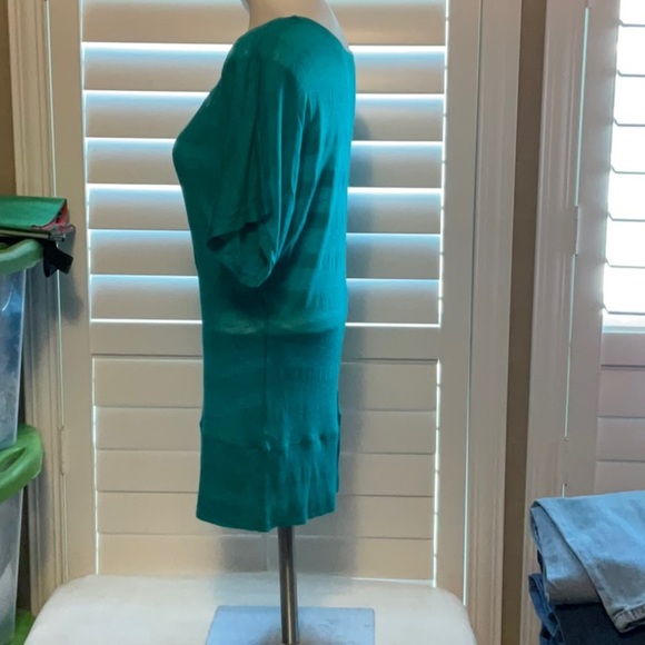 Shasa Teal Striped Women's Blouse - Picture 4 of 7